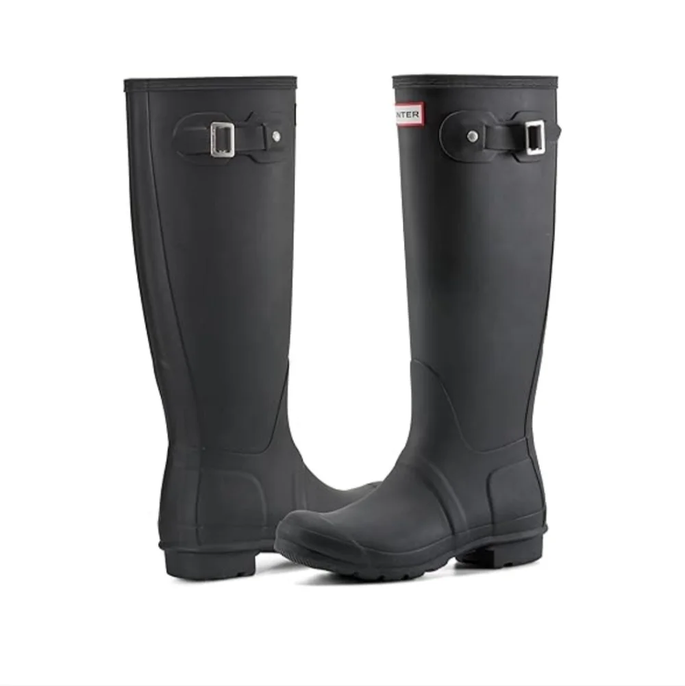 NWT Hunter Refined Black Gold Trim Tall Women's Boots - 39